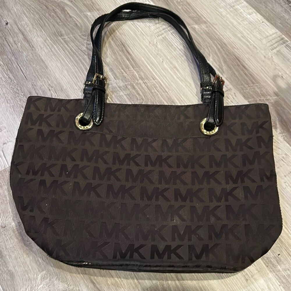 Michael Kors Signature logo, tote bag, brown black
